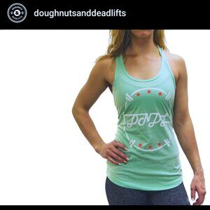 Doughnuts & Deadlifts Mint Green Racerback Tank | S
